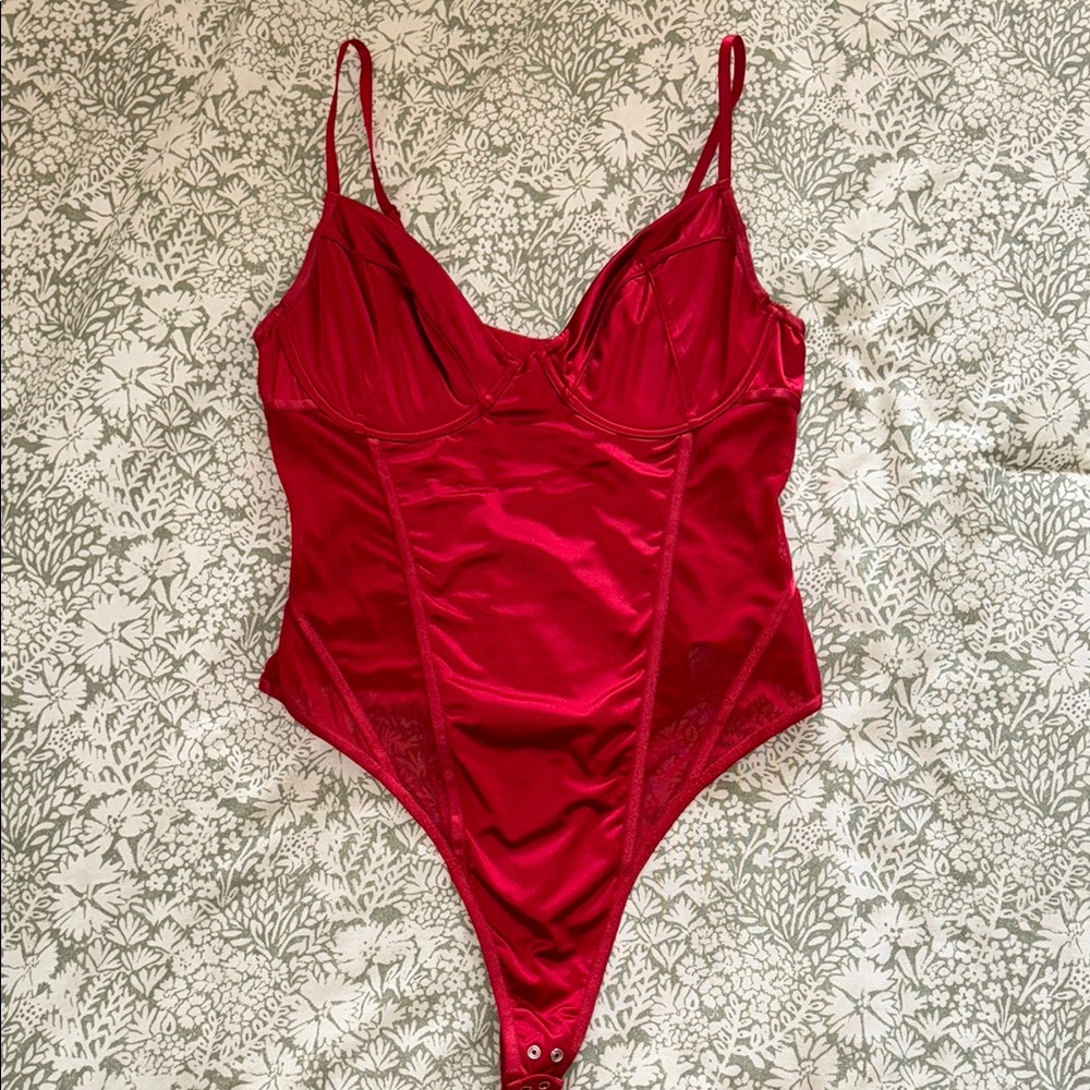Garage Red Plunge Bodysuit